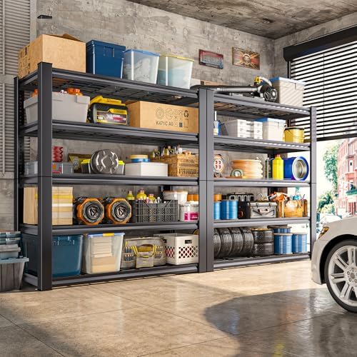 REIBII 3010LBS Storage Shelves 72" H Garage Shelving Heavy Duty Metal Shelving 5 Tier Adjustable Metal Shelves for Storage for Kitchen Pantry Warehouse Basement 72" H x 35.5" W x 16" D, 4 Pack