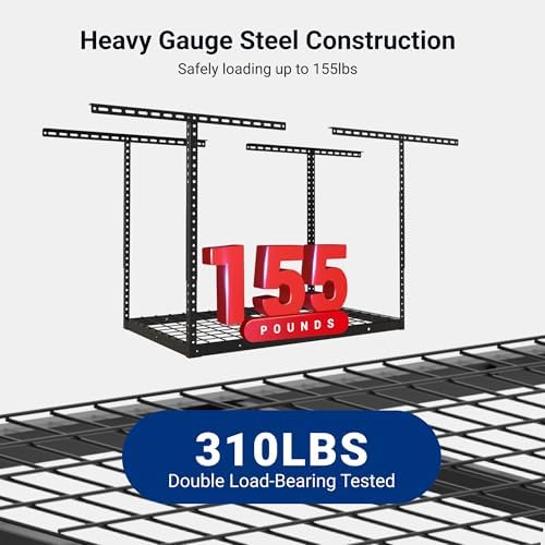FLEXIMOUNTS 2x3 Overhead Garage Ceiling Storage Rack Organization, Black