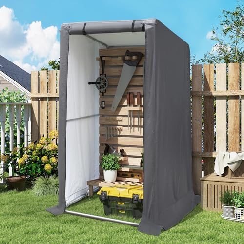 COVERONICS 3' x 3' Outdoor Portable Storage Shelter Shed, Grey