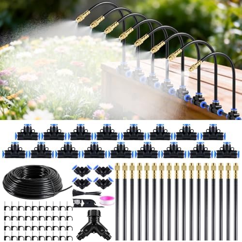 Drip Irrigation System 100FT 1/4" (17PCS Nozzles) for Garden, 83 PCS Leak-Proof Garden Watering System, 360° Adjustable Automatic Plant Water Kit for Raised Beds, Greenhouse, Lawn, Patio, Yard