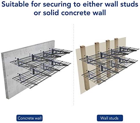 FLEXIMOUNTS 4-Pack 2x6ft 24-inch-by-72-inch Wall Shelf Garage Storage Rack Floating Shelves, Black, Classic Series