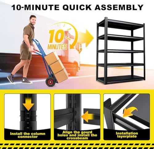 Set of 5 71"H Garage Shelving-2050LBS 5 Tier Storage Shelves,Adjustable Heavy Duty Metal Shelving Unit and Storage Large Rack,Utility Steel Shelf For Shop Warehouse Industrial Pantry 71"x35"x16"