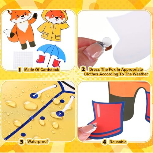 Gilprop 58 Pcs Dress for Weather Bulletin Board Set for Classroom, Fox