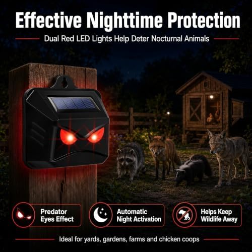 8 Pack Solar Predator Eyes Nocturnal Animal Repellent Outdoor,Auto Activate Animal Deterrent Predator Lights for Coyote,Racoon,Foxe,Skunk,Deer,Red LED Wildlife Guard for Yard, Garden,Farm,Chicken Coop