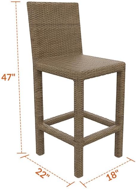 Covers & All Universal 30" Armless Bar Stools, 8 mm Willow Flat Wicker Patio Furniture Designed for Deck and Garden Dining and Durable Outdoor Furniture for Poolside Bar (22" L x 18" W x 47" H)