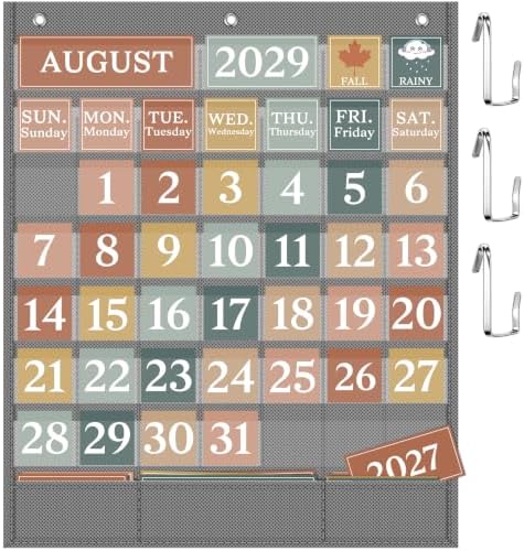 Boho Calendar Pocket Chart Set for Classroom, 118 Cards
