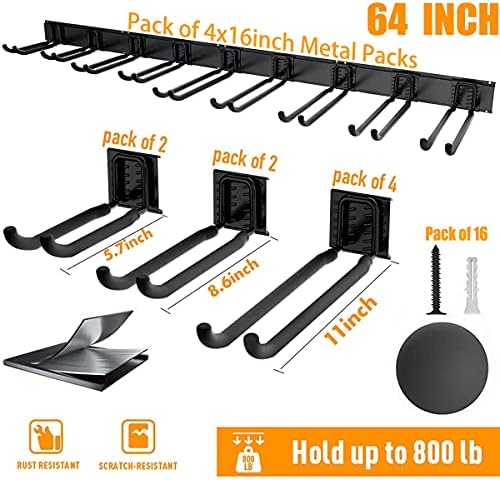 TORACK Tool Storage Rack Heavy Duty Garage Wall Mount Garden Tool Organizer