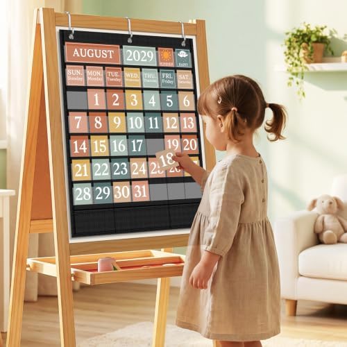 Boho Calendar Pocket Chart Set for Classroom, 118 Cards