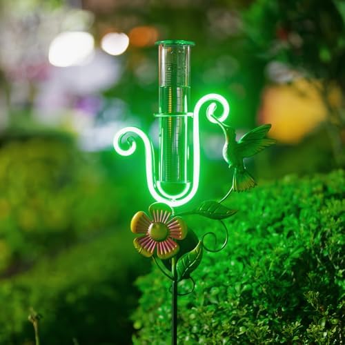 Stargarden Rain Gauge Outdoor, Hummingbird Solar Rain Gauge