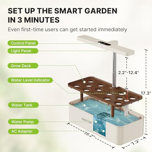 SUNCOZE Hydroponics Growing System, Compact 12 Pods Indoor Garden, Beige
