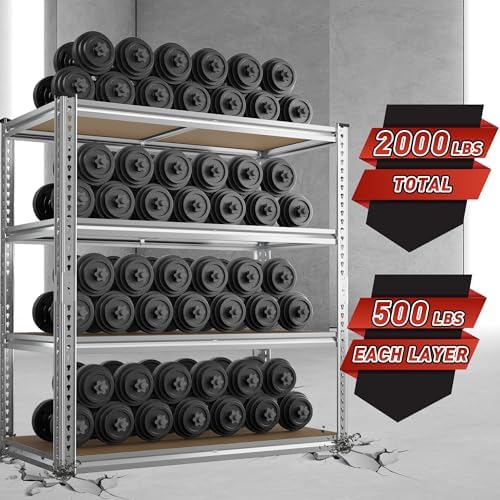 REIBII 40"W Storage Shelves,Adjustable Garage Shelving Rustproof For Pantry