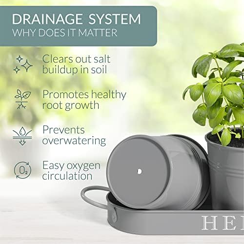 Barnyard Designs Indoor Herb Garden Planter Pots Set/3 (Cool Grey)