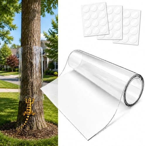95" x 16" Thickened Clear PVC Tree Guard Wrap, Reusable Tree Trunk Protector with Strong Adhesive, Most Popular Size, Helps Deter Iguanas, Cats & Squirrels for Palm Trees and Outdoor Gardens
