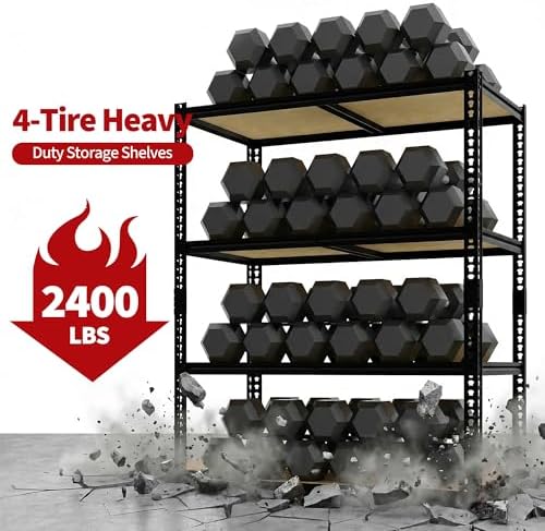 Heavy Duty Garage Storage Shelves, 4-Tier Adjustable Storage Shelving Unit