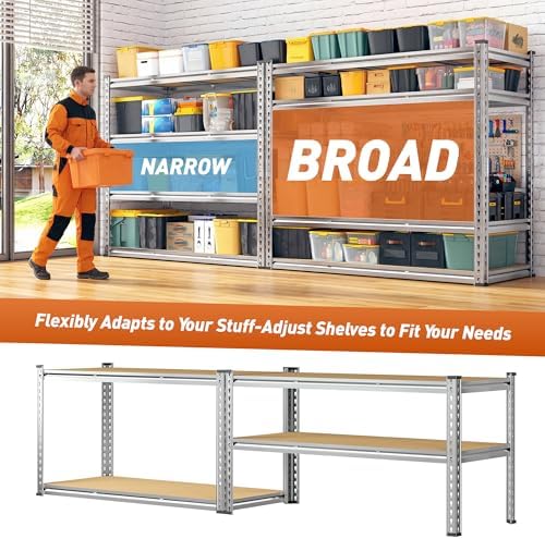 Galvanized Garage Shelving,4-Tier Metal Rack for Basement