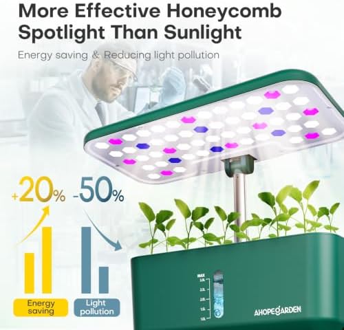 Ahopegarden Hydroponics Growing System: 10 Pods Indoor Herb Garden with LED