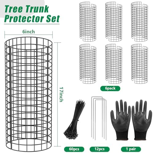 UQM 6 Pack Tree Trunk Protector, 12 Pcs Metal Tree Guards Trunk Protector