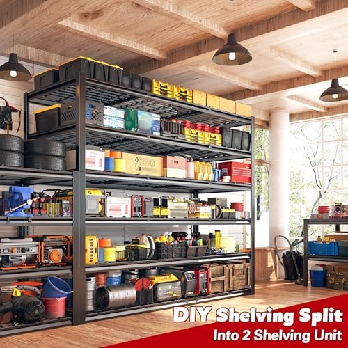 REIBII 60" W Garage Shelving, 3000LBS Storage Shelves, 6 Tier Heavy Duty Shelving, Adjustable Metal Shelving Units and Storage Rack for Warehouse, Pantry, Basement, 60" W x 84" Hx 24" D, 3 Pack