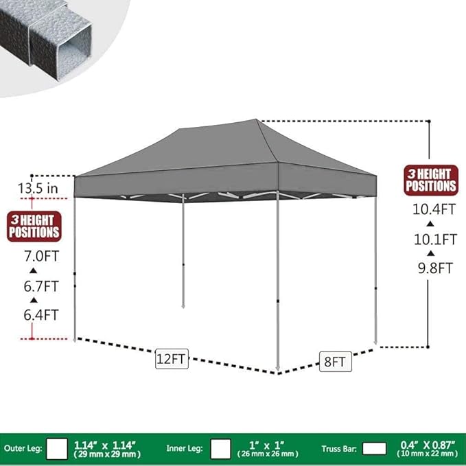 Eurmax USA 8'x12' Pop Up Canopy Tent Commercial Instant Canopies with Heavy Duty Roller Bag,Bonus 4 Sand Weights Bags (Purple)