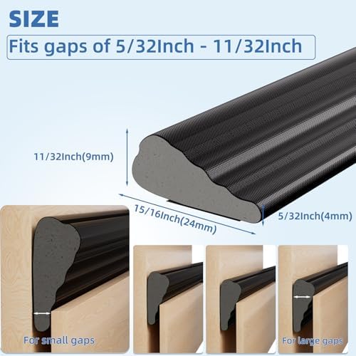 Wedge-Shape Window Weather Stripping Door Frame Seal 2Pcs×196” Brown