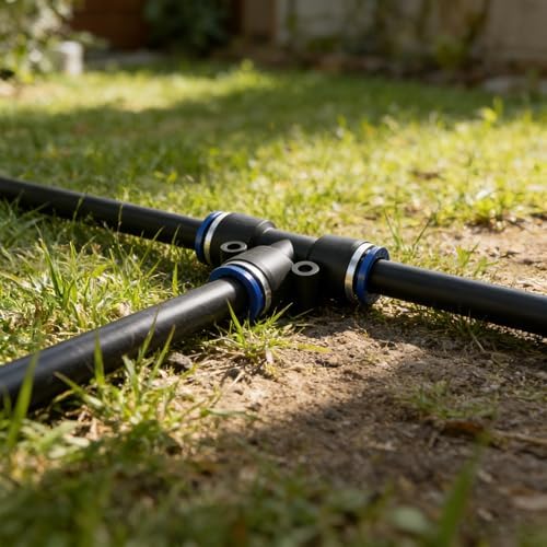5/16 Inch Drip Irrigation Tee Connectors, Barbed T Fittings for 5/16" Tubing, Quick-Install Leak-Resistant Splitters for Garden & Drip Irrigation Systems, 15 Pack