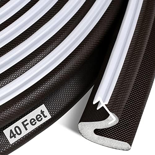 Litaibai 40 ft Kerf Weather Stripping Door Seal for Exterior Doors, Brown