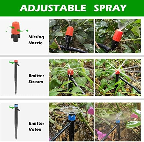 Maotong 240FT Drip Irrigation System Kit, Automatic Garden Watering Misting System for Greenhouse, Yard, Lawn, Plant with 1/2 inch Hose 1/4 inch Distribution Tubing and Accessories