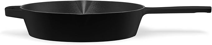 Milo by Kana 10-Inch Enameled Cast Iron Skillet | Nonstick Pre-Seasoned Cast Iron Grill Pan | Oven Proof and Dishwasher Safe | Cast Iron Cookware (Black)