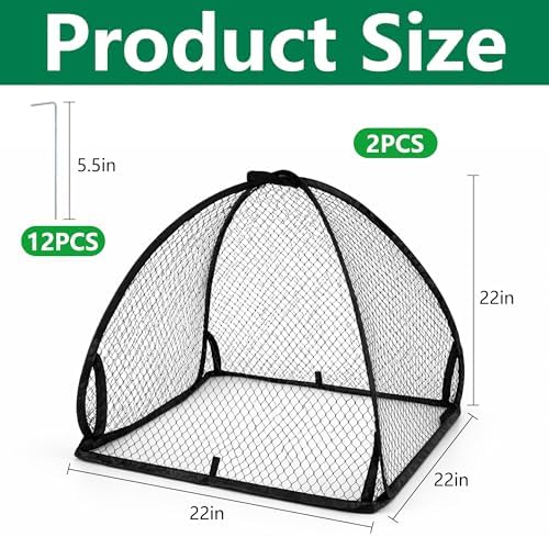 2 Pcs Pop-Up Mesh Plant Cover Tent, 22 Inch Garden Net Cage Guard Cover