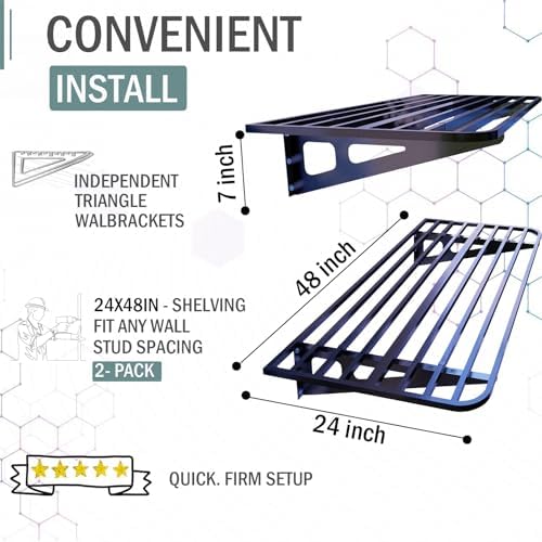 Garage Wall Shelving 2-Pack 2x4ft Garage Shelving（24-inch-by-48-inch）