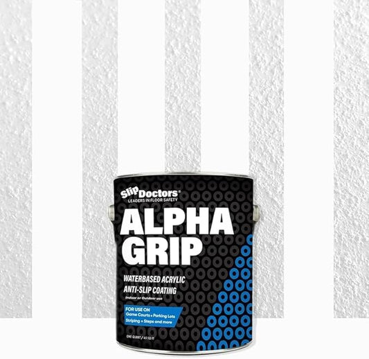 Alpha Grip Non-Slip Paint for Concrete & Asphalt – Non-Skid Coating Ideal for Striping Parking Lots, Playgrounds & Pavements (White, Quart)