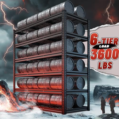 REIBII 6 Tier Heavy Duty Storage Shelving for Garage Basement Warehouse