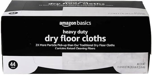 Amazon Basics Heavy Duty Dry Sweeping Cloths to Clean Dust, Dirt, Pet Hair, Fits Swiffer Sweeper Mop Heads, 44 Count (Pack of 1)