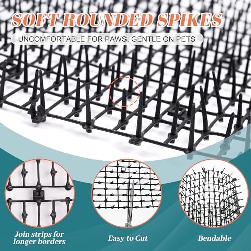 6.5ft Cat Scat Mat with Soft Spikes, Humane Indoor/Outdoor Cat Deterrent Mat for Garden, Countertops & Furniture, 78" x 11" Plastic Repellent Strip