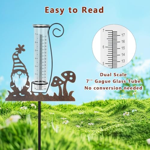 Gnome Rain Gauge Outdoor, Metal Rain Gauges