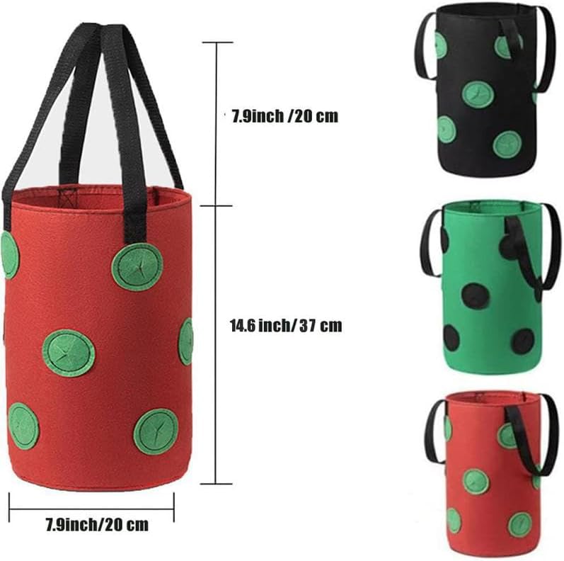 Upside Down Tomato Planter-3 Gallon Hanging Strawberry Planter Durable Aeration Fabric Grow Bags for Vegetables (Set of 3- Red，Green and Black)