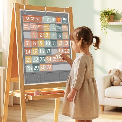 Boho Calendar Pocket Chart Set for Classroom, 118 Cards