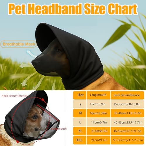 Dog Mask for Outdoor Safety - Vet-Recommended Mesh Field Guard for Protection Against Foxtails, Grass Seeds and Debris | Breathable, Lightweight, Adjustable Buckle Design,Black（S）