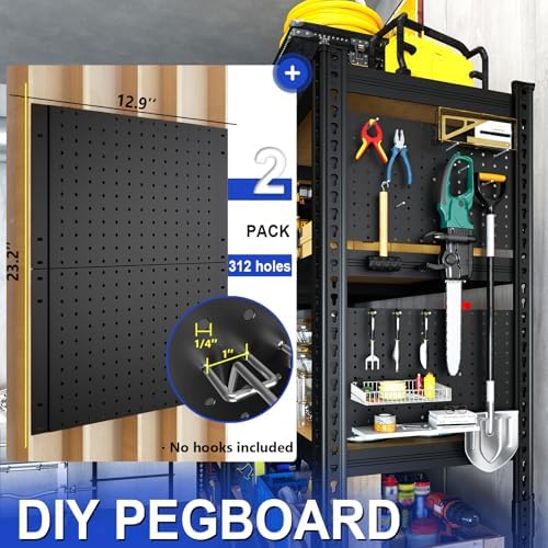 40''W Garage Storage Shelves, Storage Racks Shelving Units, Storage Shelves Heavy Duty, Adjustable Metal Shelves with 2 Pegboards for Basement, Warehouse, Pantry, Kitchen, 2200 LBS