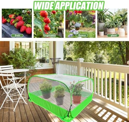Pop-up Garden Mesh Plant Cover Outdoor Tent Garden Cover Mesh Bird and Pest Protection Guard for Raised Bed Protection Fruits Vegetables Seedlings and Herbs (1pcs 35.4x35.4x27.5in Without Bottom)