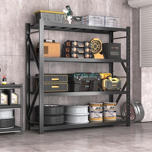 Metal Garage Shelving Unit, Heavy Duty Adjustable Industrial Storage Shelves, Steel Storage Rack for Garage, Warehouse, Basement, Black, 64.6" H x 67" W x 21.7" D, 3 Pack