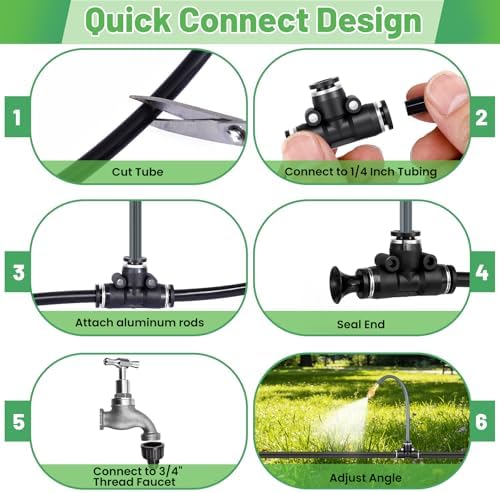 49.2Ft 1/4" Drip Irrigation System 360° Watering Misting System