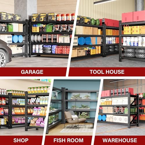 8000LBS Heavy Duty Garage Shelving Units,68" Wide & Deep Storage Shelves,Metal Garage Shelves,Large Storage Rack,Steel Shelf,Industrial Shelving for Shop,Warehouse,Basement,68" W x 24" D x 63.5" H
