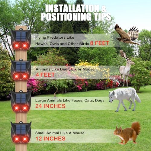 Solar Nocturnal Animal Repeller Outdoor Predator Lights for Chicken Coop Predator Protection Coyote Deterrent for Yard Nite Guard Solar Lights Predator Eyes-Protects Against Fox,Raccoon,Skunk,Deer(4)