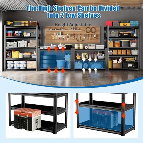 47.2" W 2500LBS Heavy Duty Garage Metal Storage Shelving Unit