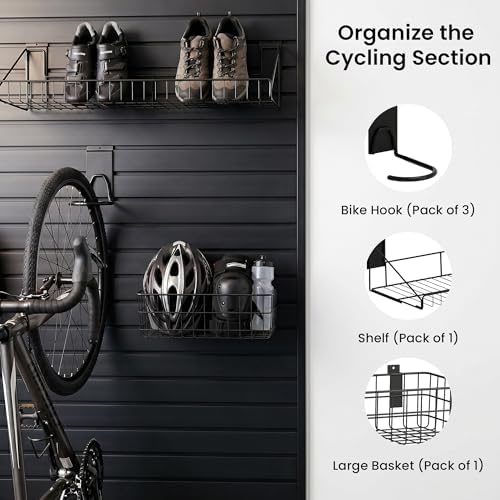 SMARTSTANDARD Black 4x8 FT Slatwall Panel Set for Sports Storage