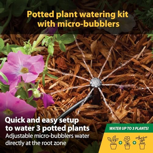 Rain Bird POTTEDKIT Drip Irrigation Kit, Full Circle, 1/4"