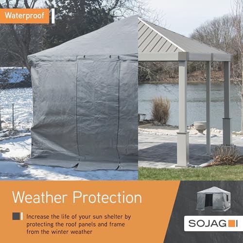 SOJAG Winter Cover for 8' x 8' Gazebo, Waterproof Polyester Storage Enclosure, Roll-Up Door, Vent Panels, Outdoor Gazebo Cover for Seasonal Protection, Gray