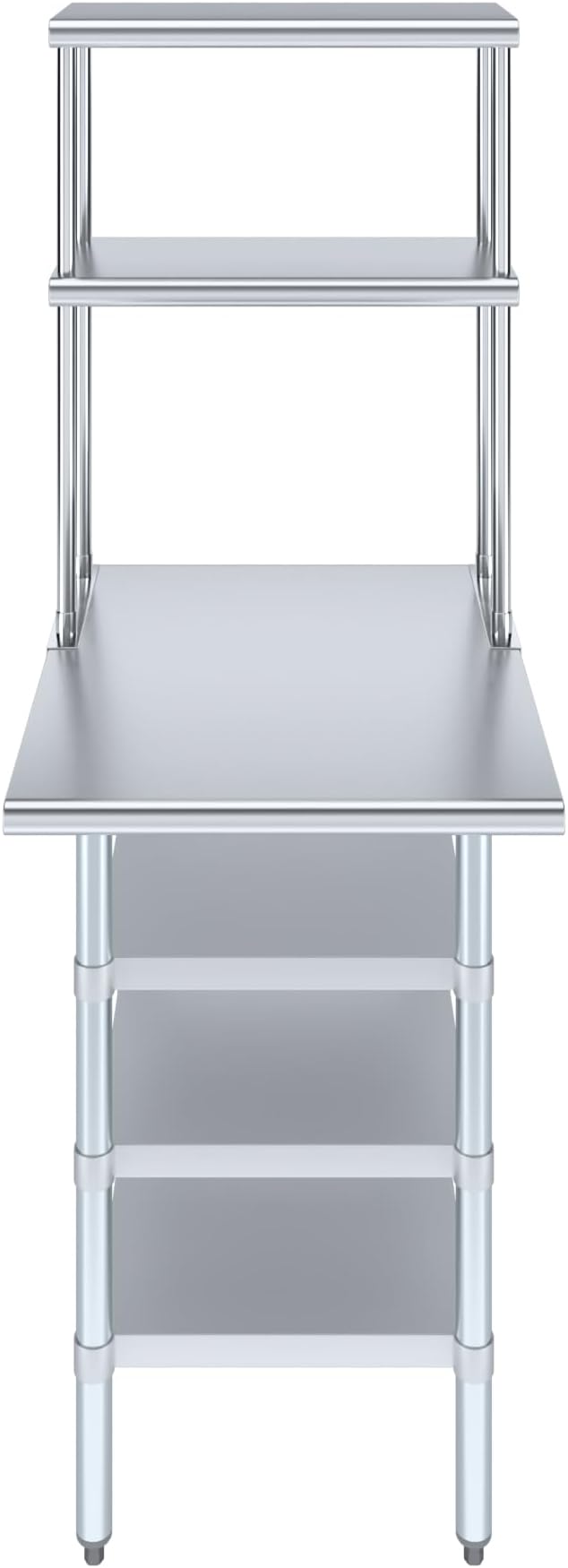 Amgood 30" x 24" Stainless Steel Work Table with 3 Shelves and 12" Wide Double Tier Overshelf | Metal Kitchen Prep Table & Shelving Combo | NSF