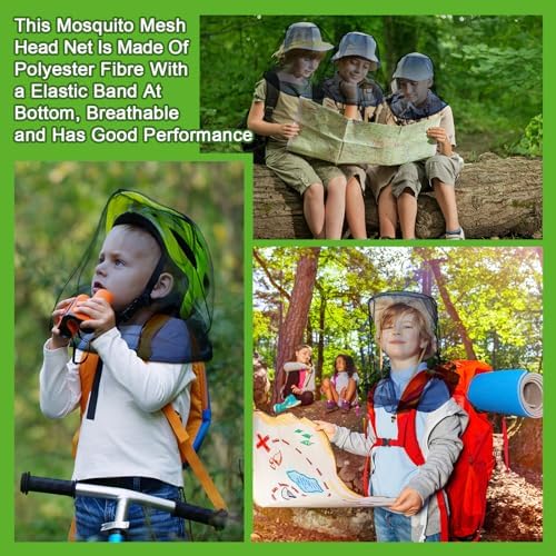 HESTYA 4 Pack Mosquito Head Net Mesh Face Cover Outdoor, Blue